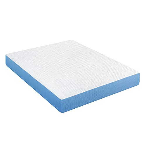 Olee Sleep 8 Inch Ventilated Gel Infused Memory Foam Mattress, CertiPUR-US® Certified, Blue, Full