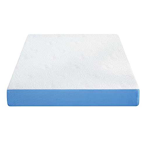 Olee Sleep 8 Inch Ventilated Gel Infused Memory Foam Mattress, CertiPUR-US® Certified, Blue, Full