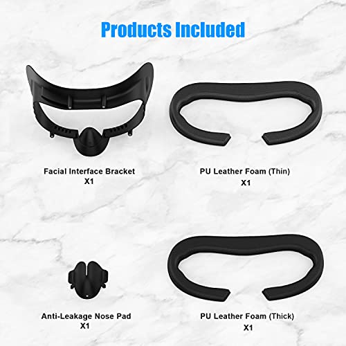 AMVR Magnetic Buckle Facial Interface Bracket & PU Leather Foam Face Cover Replacement for HP Reverb G2, with Anti-Leakage Nose Pad Accessories