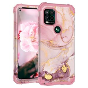 casewind case for moto g stylus 5g case,marble rose gold women girl 3 in 1 hard pc soft silicone rugged bumper heavy duty hybrid shockproof antiscratch protective case for motorola g stylus 5g case
