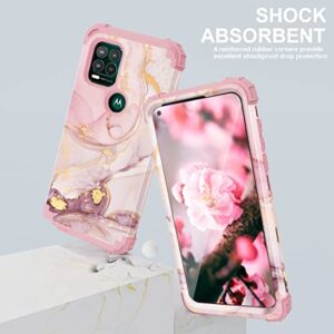 Casewind Case for Moto G Stylus 5G Case,Marble Rose Gold Women Girl 3 in 1 Hard PC Soft Silicone Rugged Bumper Heavy Duty Hybrid Shockproof Antiscratch Protective Case for Motorola G Stylus 5G Case