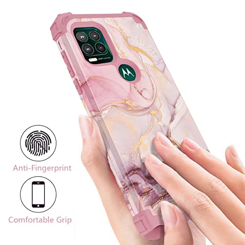 Casewind Case for Moto G Stylus 5G Case,Marble Rose Gold Women Girl 3 in 1 Hard PC Soft Silicone Rugged Bumper Heavy Duty Hybrid Shockproof Antiscratch Protective Case for Motorola G Stylus 5G Case