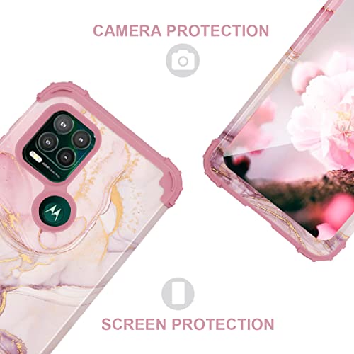 Casewind Case for Moto G Stylus 5G Case,Marble Rose Gold Women Girl 3 in 1 Hard PC Soft Silicone Rugged Bumper Heavy Duty Hybrid Shockproof Antiscratch Protective Case for Motorola G Stylus 5G Case