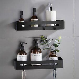 MERNZIKKO Corner Shower Caddy Bathroom Corner Shelf Organizer Wall Mounted Storage Rack for Kitchen Toilet No Drilling Aluminum 2 Tier(Black)