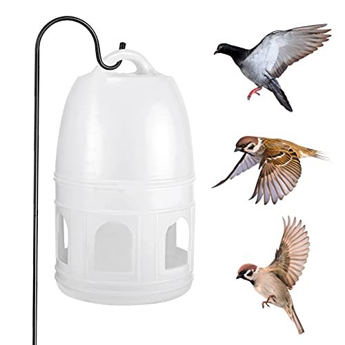 POPETPOP Automatic Bird Feeder Waterer- Plastic Hanging Pigeon Water Dispenser, Bird Cage Accessories for Parrot Parakeet Canary, 5L