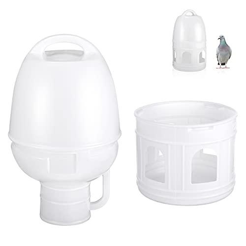 POPETPOP Automatic Bird Feeder Waterer- Plastic Hanging Pigeon Water Dispenser, Bird Cage Accessories for Parrot Parakeet Canary, 5L