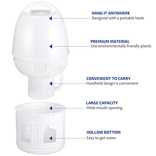 POPETPOP Automatic Bird Feeder Waterer- Plastic Hanging Pigeon Water Dispenser, Bird Cage Accessories for Parrot Parakeet Canary, 5L