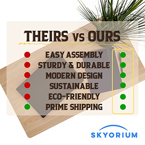 SKYORIUM Birch Wood Compact Computer Desk - Small Work Desk - No Tool Assembly - Laptop Home Office Study Writing Table - Perfect for Bedrooms, Dorms and Living Rooms - Space Saving