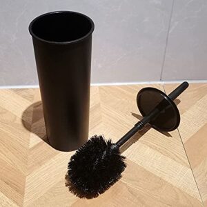 Casaphoria Compact Freestanding Plastic Toilet Bowl Brush and Holder for Bathroom Storage and Organization - Space Saving, Sturdy, Deep Cleaning, Covered Brush - Black