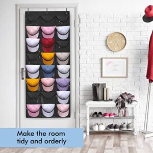 Melpler Hat Rack Hat Organizer,Hat Racks for Baseball Caps,Hat Organizer for Baseball Caps,Hat Storage Organizer with 24 Clear Deep Pockets,Hat Rack for Wall/Door with Door Hooks(Black)