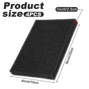 Honoson 4 Pieces Filter Foam Sponges, Aquarium Bio Sponge Sheet Filter Media Pad, Cut-to-Size Foam for Fish Tank (Black,8 x 4 x 1 Inch)