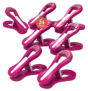 1inthehome plastic hanger clips, plastic clothes pins, pink, 24 pack