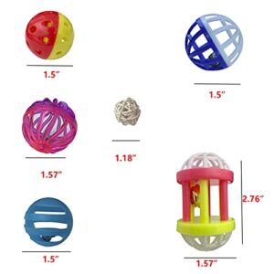 GUANLANT 6pcs Foraging Ball Bird Toys Conures Feeder Toys Parakeets Foot Talon Toy Cockatiel Chewing Training Rattle Bell Balls Parrot Cage Toys for Budgie Lovebirds Playgym Birdcage