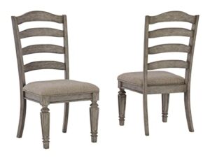 signature design by ashley lodenbay dining uph side chair (2/cn), 17"w x 23"d x 40"h, antique gray