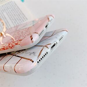 Qokey Compatible for Samsung Galaxy A32 5G Case(Not fit A32 4G),Bling Cute Flower Marble 360°Ring Holder Kickstand Soft TPU Shockproof Girls Women Cover Designed for Galaxy A32 5G 6.5" Rhombic Marble