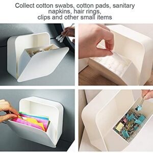 Holder Wall Mount, Cotton Swab Storage Box, for Cotton Balls, Cotton Swabs, Q-Tips, Cotton Rounds, Makeup Pads Storage Canister, for Bathroom, Bedroom, White