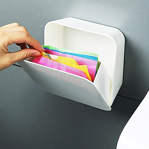 Holder Wall Mount, Cotton Swab Storage Box, for Cotton Balls, Cotton Swabs, Q-Tips, Cotton Rounds, Makeup Pads Storage Canister, for Bathroom, Bedroom, White