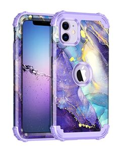 rancase for iphone 11 case,three layer heavy duty shockproof protection hard plastic bumper +soft silicone rubber protective case for apple iphone 11 6.1 inch,purple
