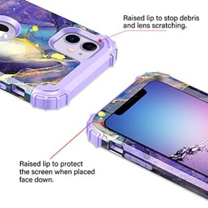 Rancase for iPhone 11 Case,Three Layer Heavy Duty Shockproof Protection Hard Plastic Bumper +Soft Silicone Rubber Protective Case for Apple iPhone 11 6.1 inch,Purple