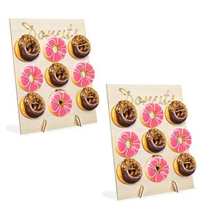 milkary 2 pack donut display wall stand, reusable donut board for doughnut cake wedding christmas birthday baby shower party decorations gifts