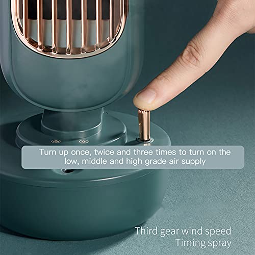 STOYRB Portable Oscillating Tower Fan Mini Desk Fan - 3 Wind Speed, Timing Spray, USB Rechargeable, Quiet Cooling, Personal Small Bladeless Fan for Home Office, Pink, 29.3cm11.5in