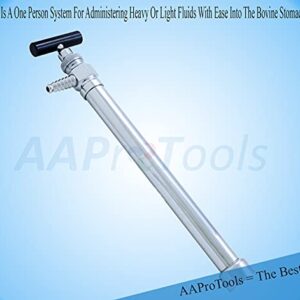 AAProTools Veterinary Stomach Pump 15” Instrument Specialists Stainless Steel Animal Stomach Relief Pump Tube for Stomach Upset, Constipation Relief for Animal Cattle Sheep Cow Horse Cattle Drench.