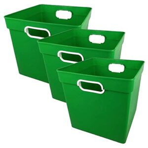 romanoff rom72505-3 plastic cube bin, 11.5 x 11-inch x 10.5-inch, green, pack of 3