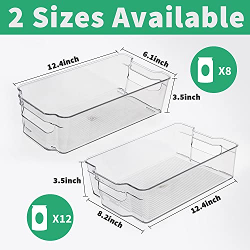 Refrigerator Organizer Bins, CaptainFive 4 Packs (2 Large/2 Middle) Fridge Organizer Bins, Stackable BPA-Free Pantry Organizer Storage for Freezer Kitchen Cabinet