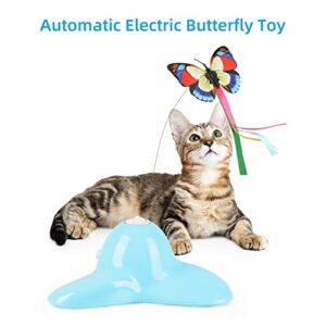 SOKER Cat Toys, Interactive Cat Toy Automatic Electric Butterfly 360° Rotating Kitten Toy for Indoor Cats, with 1 Butterfly Replacements(Blue)