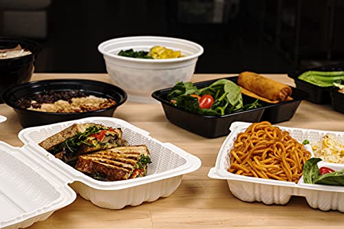 TIYA Takeout Food Containers - 33 oz Bulk 150 Pack with Lids - Plastic Compartment Storage To-Go Boxes - Reusable, Microwavable, Dishwasher Safe - Leak Proof for Restaurants and Meal Prep