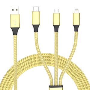 souina lightning cable, iphone charger cable nylon braided 3 in 1 charging cable multi usb cable fast charging cord with type-c, micro usb and ip port, compatible with most iphones & ipads (2 pack)