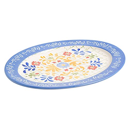 Laurie Gates by Gibson Hand Painted Tierra Mix and Match Dinnerware Set, Oval Platter (13.8"), Assorted