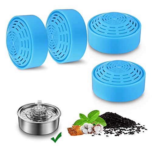 Cat Water Fountain Filters, Cat Fountain Replacement Filters for 2.0L/67oz Automatic Pet Water Dispenser,Pet Water Fountain Replacement Filters Package (Blue Filter 4 Pack)