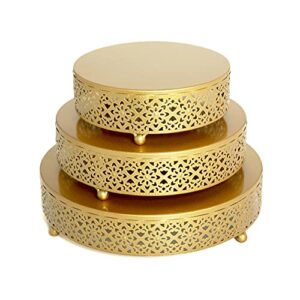 beingreat 3-piece cake stands set, round metal cake stands dessert display cupcake stands for birthday wedding anniversary party gold (8” 10” 12”)