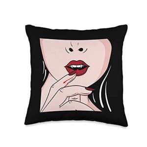 gothic vampire aesthetics meme vampire aesthetic gothic woman horror fan throw pillow, 16x16, multicolor