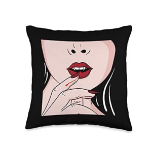 Gothic Vampire Aesthetics Meme Vampire Aesthetic Gothic Woman Horror Fan Throw Pillow, 16x16, Multicolor