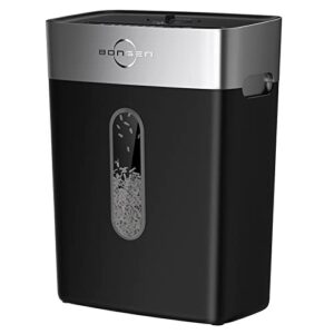 bonsen high security micro-cut paper shredder, 6-sheet p-4 home office shredder, paper/credit cards/staples/clips small shredder with 4-gallon big wastebasket, black (s3101-m)