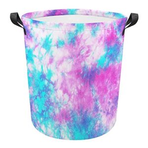 bluekeystudio pink blue tie dye funny print laundry basket clothes hamper for toy storage, one size