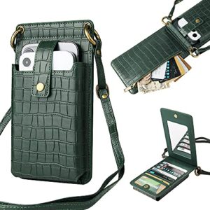 highgo [upgraded] womens small crossbody cell phone wallet shoulder phone purse,travel card holder for iphone 11/12 /12 pro max/ 11 pro/xs max samsung all smartphone (green)