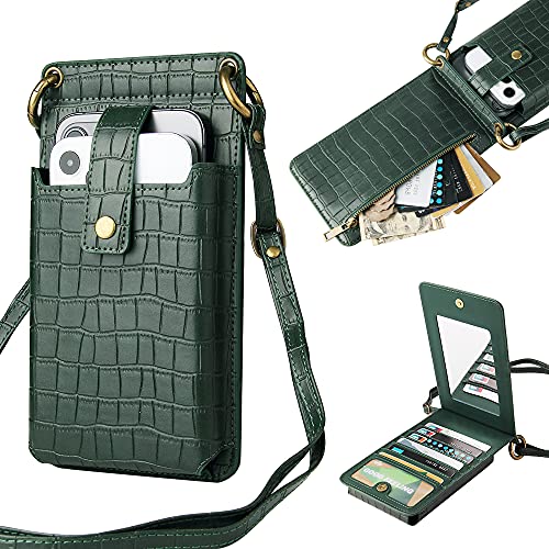 HIGHGO [Upgraded] Womens Small Crossbody Cell Phone Wallet Shoulder Phone Purse,Travel Card Holder for iPhone 11/12 /12 Pro Max/ 11 Pro/Xs Max Samsung All Smartphone (Green)