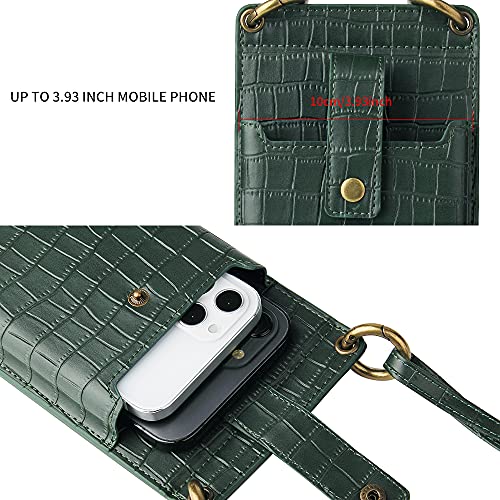 HIGHGO [Upgraded] Womens Small Crossbody Cell Phone Wallet Shoulder Phone Purse,Travel Card Holder for iPhone 11/12 /12 Pro Max/ 11 Pro/Xs Max Samsung All Smartphone (Green)