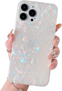 hapitek compatible with iphone 13 pro max case for women cute slim soft silicone gel flexible phone case girly glitter bling protective pink marble case for iphone 13 pro max 6.7 inch
