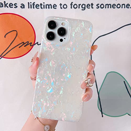 Hapitek Compatible with iPhone 13 Pro Max Case for Women Cute Slim Soft Silicone Gel Flexible Phone Case Girly Glitter Bling Protective Pink Marble Case for iPhone 13 Pro Max 6.7 INCH