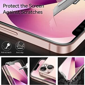 ivoler [4+2 Pack] Tempered Glass for iPhone 13 6.1 inch [4 Pack] with [2 Pack] Camera Lens Screen Protector with [Alignment Frame], Anti-Scratch Case Friendly Transparent HD Clear Film
