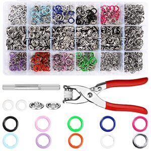 150 sets snap button snap fastener kit snaps 9.5mm metal snaps buttons with fastener pliers press tool kit perfect for diy crafts clothes hats and sewing(10 colors)