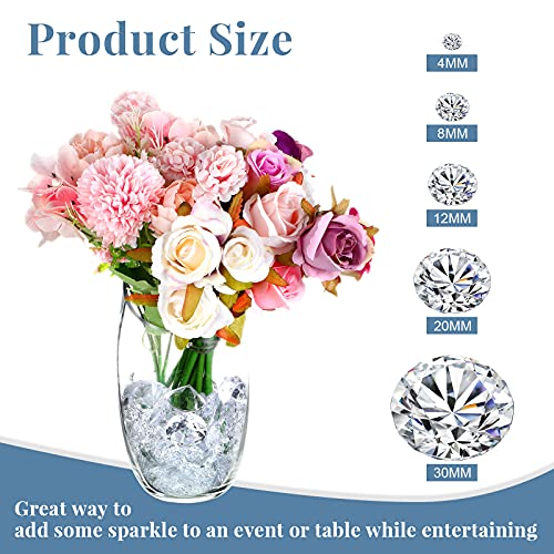 800 Pieces Diamond Decorations Acrylic Diamond Table Scatter Crystals for Table for Vase Fillers Party Table (Clear,30mm, 20mm, 12mm, 8mm, 4mm)