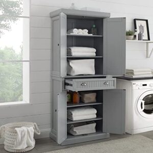 Crosley Furniture Seaside Kitchen Pantry Cabinet, Distressed Gray