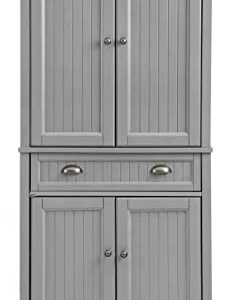 Crosley Furniture Seaside Kitchen Pantry Cabinet, Distressed Gray