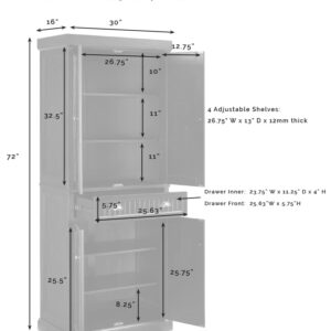 Crosley Furniture Seaside Kitchen Pantry Cabinet, Distressed Gray