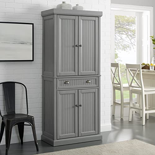 Crosley Furniture Seaside Kitchen Pantry Cabinet, Distressed Gray